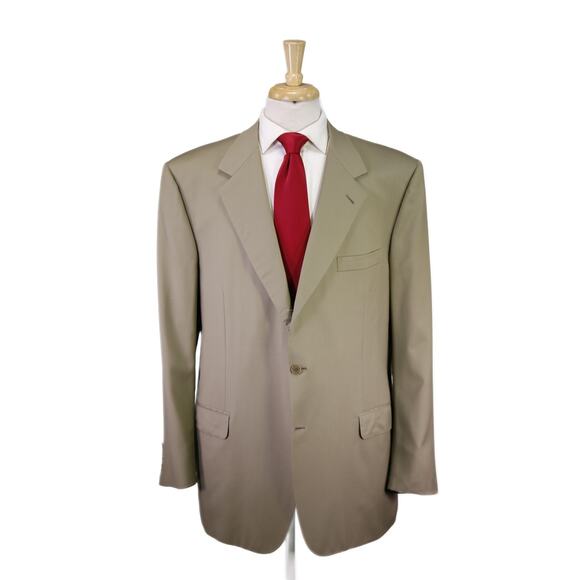 Brioni Solid Olive Tan 2-Btn Wool Suit Nomentano 48R - Picture 1 of 13